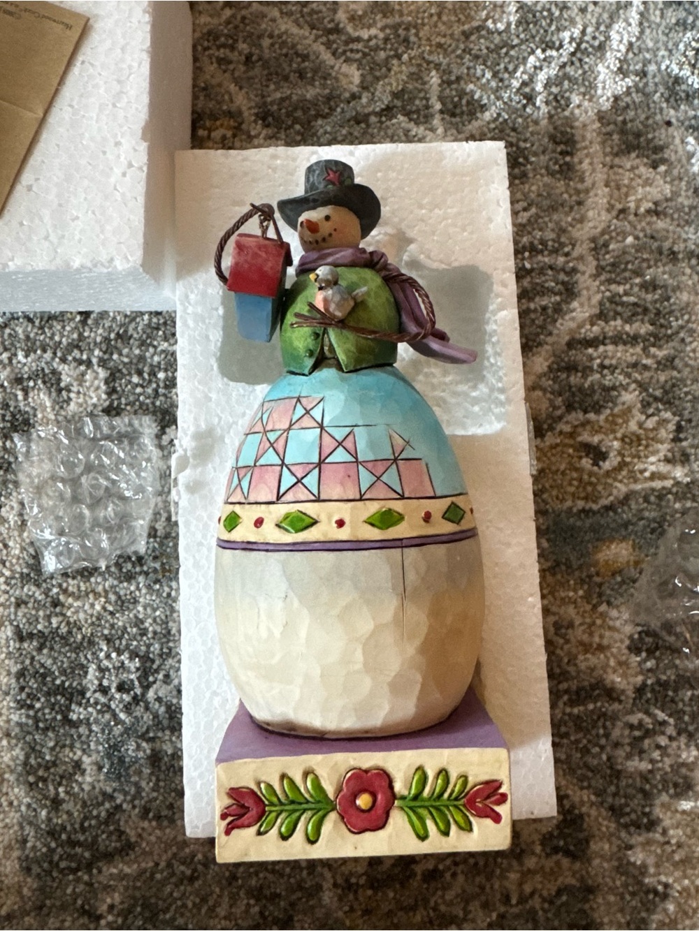 "Warm and Cozy" Snowman with Birdhouse Figurine (Item #4010362)